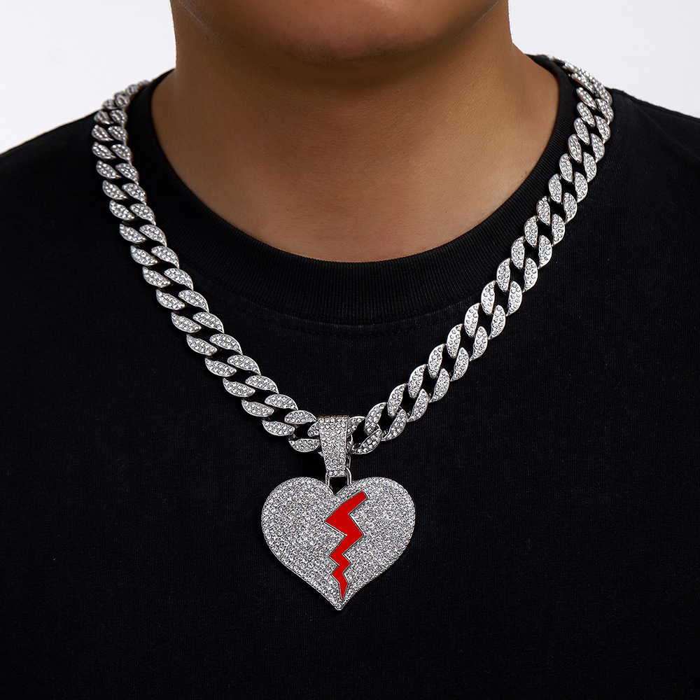 Calle Hip-Hop personalidad rompió rompiendo amor colgante cadena HIPHOP 15mm hebilla de reloj cadena cubana hombre