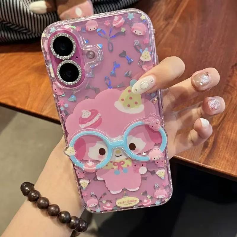 Gafas de lazo láser dulce y lindo Cordero para Apple 15Pro/16Pro Nueva 14/13 Chica 16PM