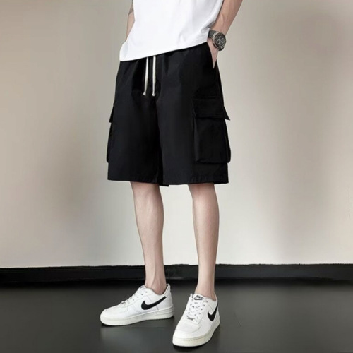 Summer thin work pants men's Japanese trendy brand mid-rise loose casual Korean style outerwear five-pocket pants for men