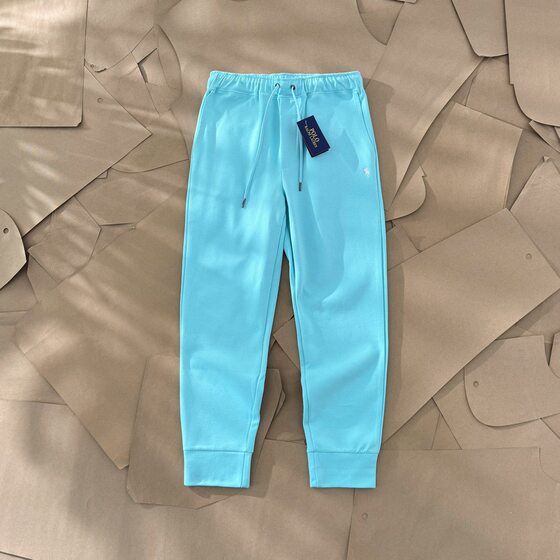 New Pony Label Solid Color Embroidered Logo Trousers Sweat Pants for Couples 360g Heavy Ralph Casual Pants All-match Pants