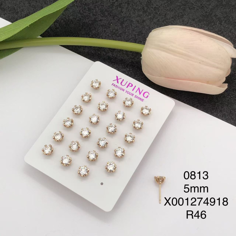 Pendientes de Botón de Corazón y Copo de Nieve de Aleación de Cobre Galvanizado para Mujer image 9