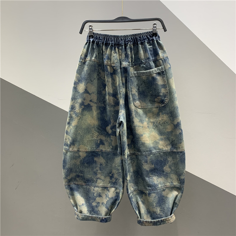 ファッションはプリントの9分のジーパンを染めます。|undefined