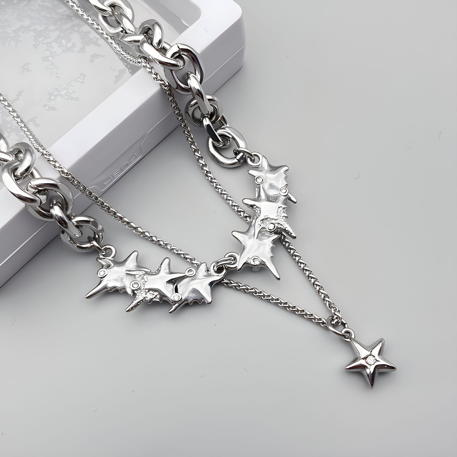 Titanium Steel Double Layer Necklace For Men Trendy Versatile Style_voghion.com