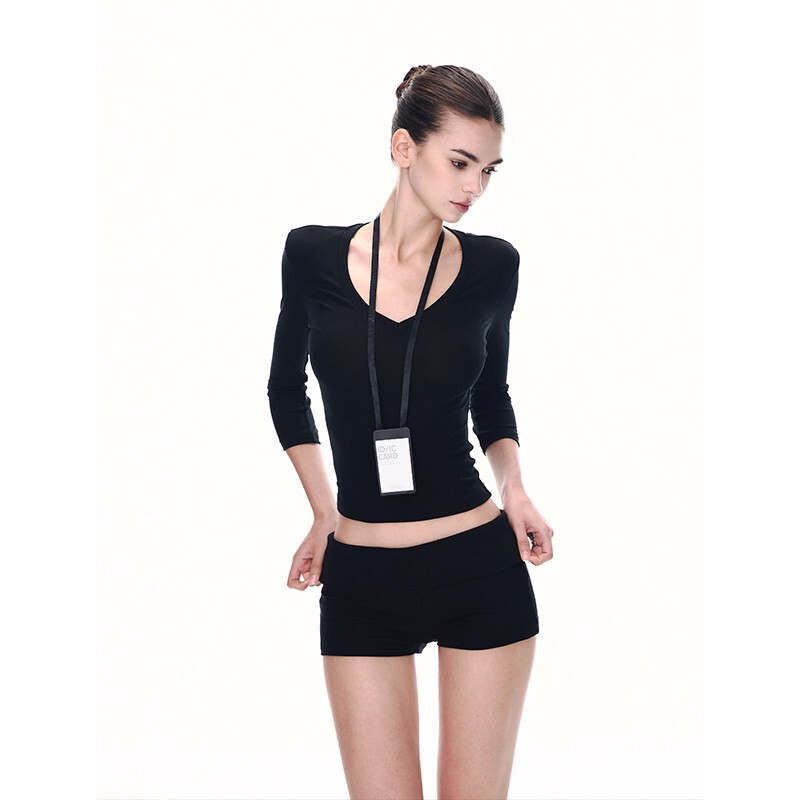 European and American Foreign Trade Amazon Cross-Border Women's Clothing Black Short-Sleeved T-Shirt Women's Spring Slim-Fitting Bottoming Shirt V-Neck Hot Girl Top