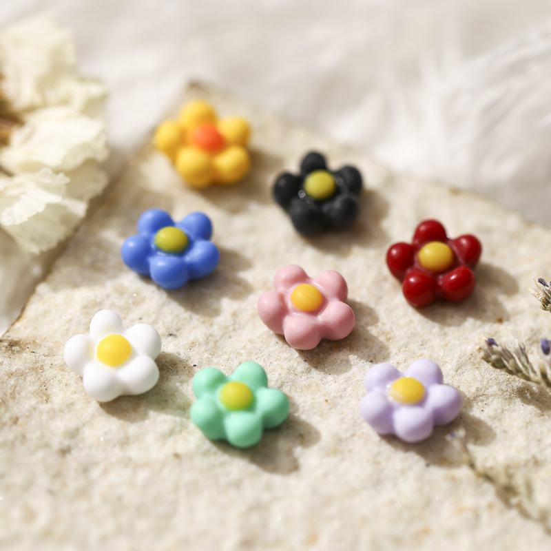 2021 Nail Art Sunflower New Colorful Smiling Face Japanese Color Three-dimensional Fresh Resin Nail Daisy Jewelry