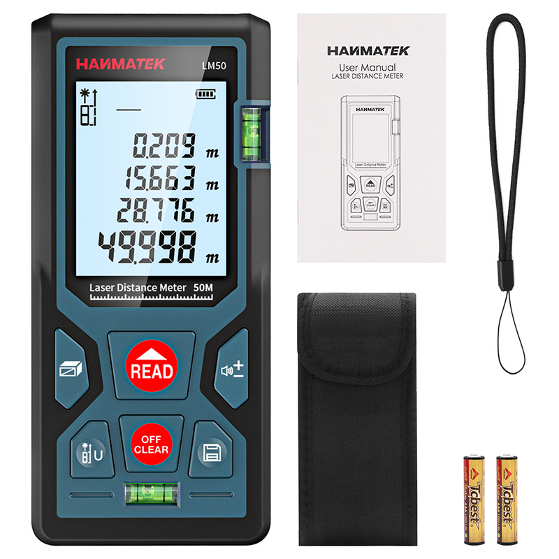 HANMATEK激光测距仪50m100m数字尺测试工具高精度远距离