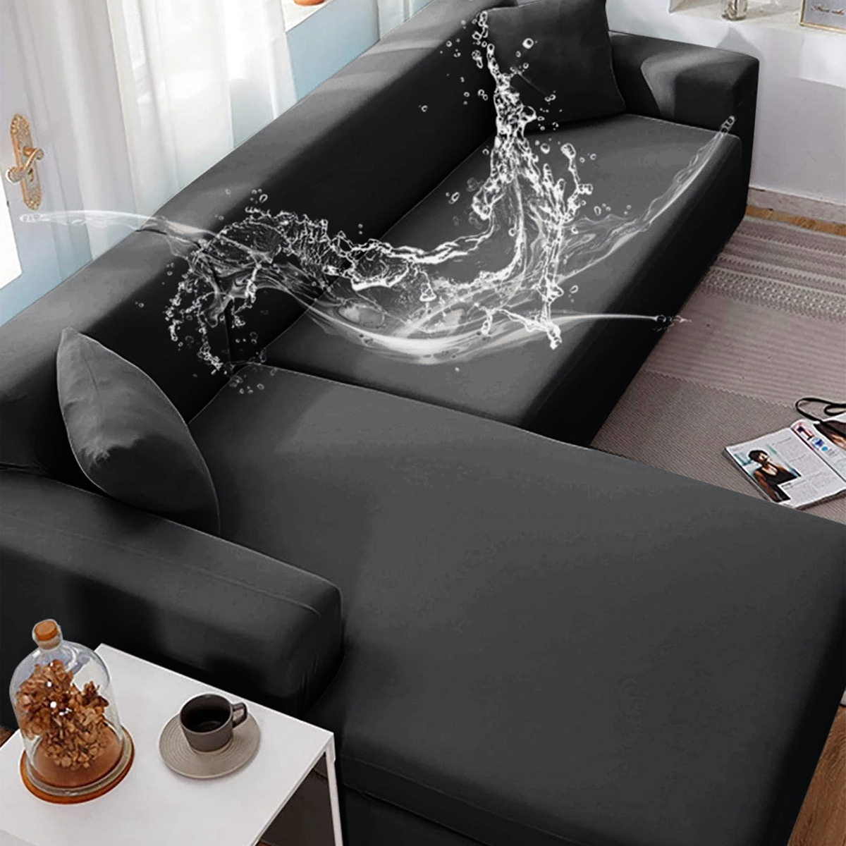 SHEIN en stock sofá cubierta de seda de leche resistente al agua sofá cubierta de sofá de color sólido universal cubierta de sofá