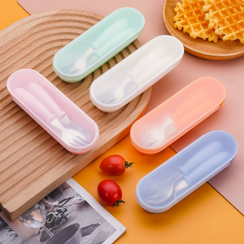 Children's cartoon teaching tableware stainless steel for supplementary food for training, handheld set