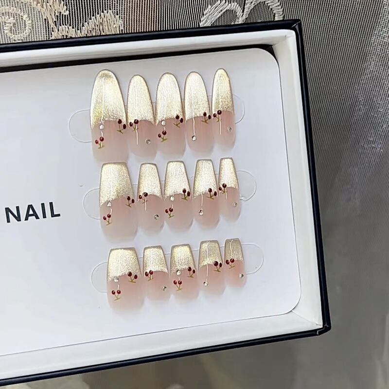 Naizi Pure Handmade Autumn New Phototherapy Wear Armor Small Cherry Cat Eye Wholesale Nail Art Patch Removable Naizi Pure Handmade Autumn New Phototherapy Wear Armor Small Cherry Cat Eye Wholesale Nail Art Patch Removable