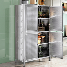 加厚不锈钢收纳柜置物柜家用碗柜农村简易橱柜餐边柜现代简约儿童