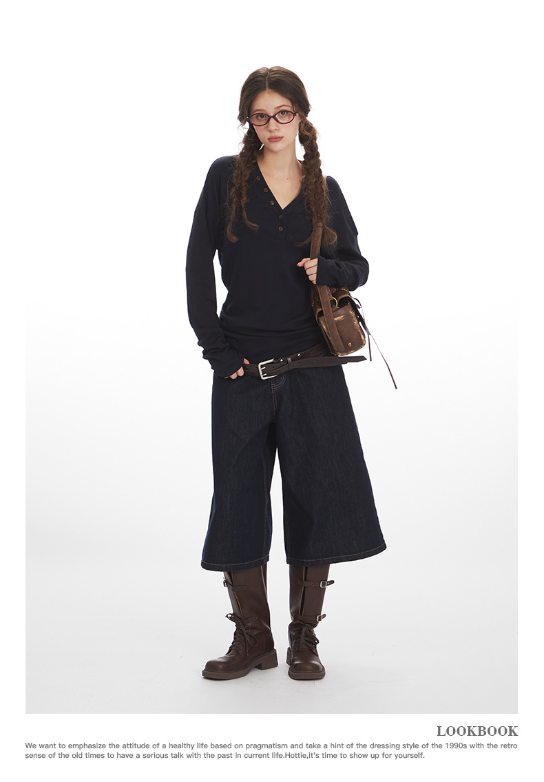 HeyHenry Women's V Neck Slim Fit Long Sleeve T-Shirt Designer Fashion for Autumn Suitable for Inner Layers_ecoleips.com