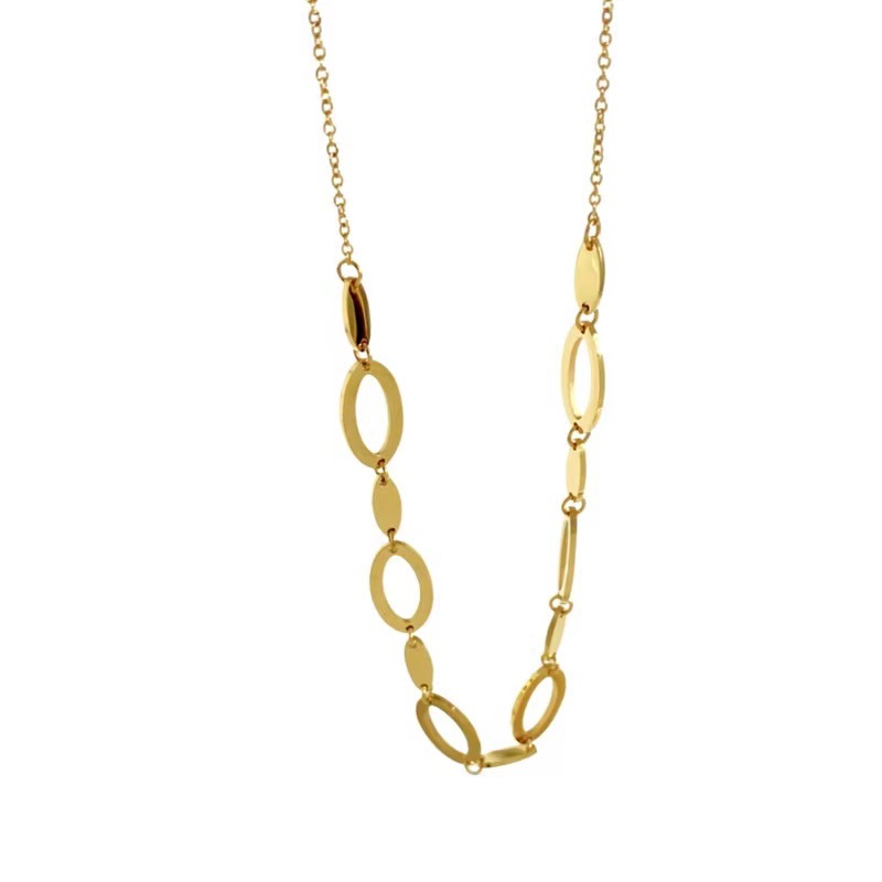 Fashion Hollow Oval Chain Stainless Steel Necklace_colorza_5