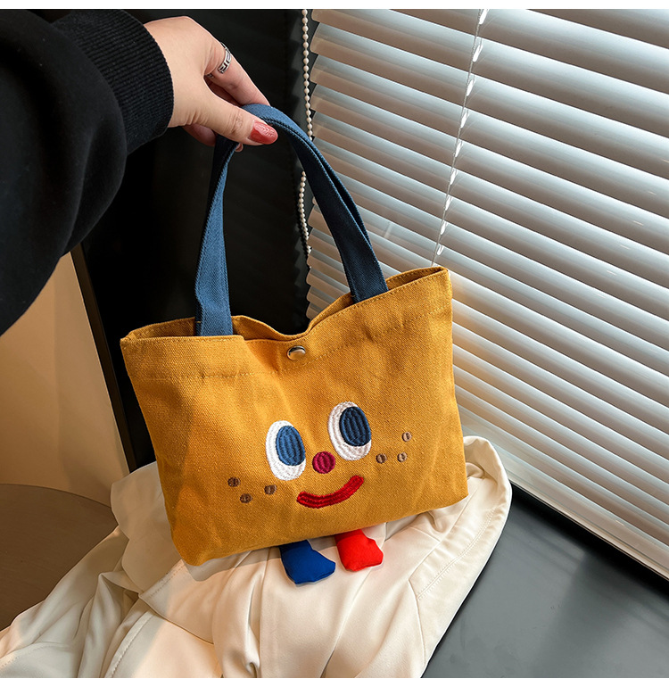 ins mini canvas bag, cute peach tote bag, Korean girl snack bento small bag canvas bag wholesale undefined