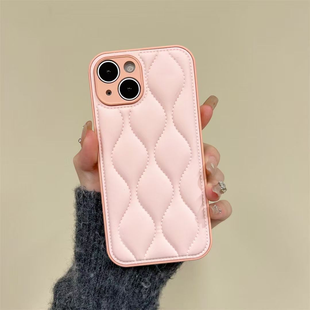 Custodia per telefono a tinta unita tipo giacca imbottita, adatta per iPhone 17, iPhone 15 Pro Max, copertura completa per Huawei, autunno e inverno_voghion.com