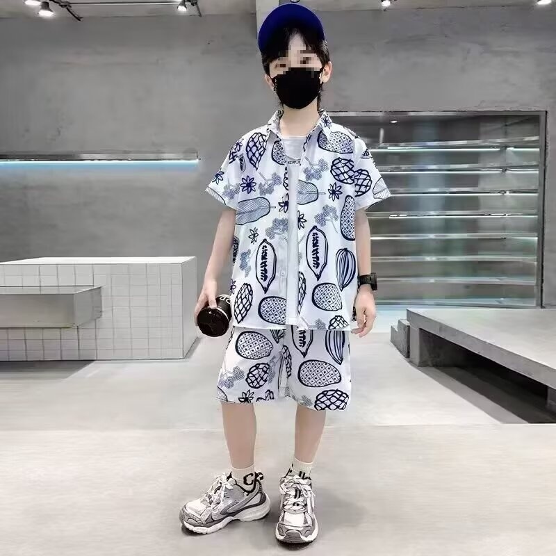 2026 Summer New Style Toddler Clothing Boys' Vacation Style Two-Piece Set with Thin Baby Shirt