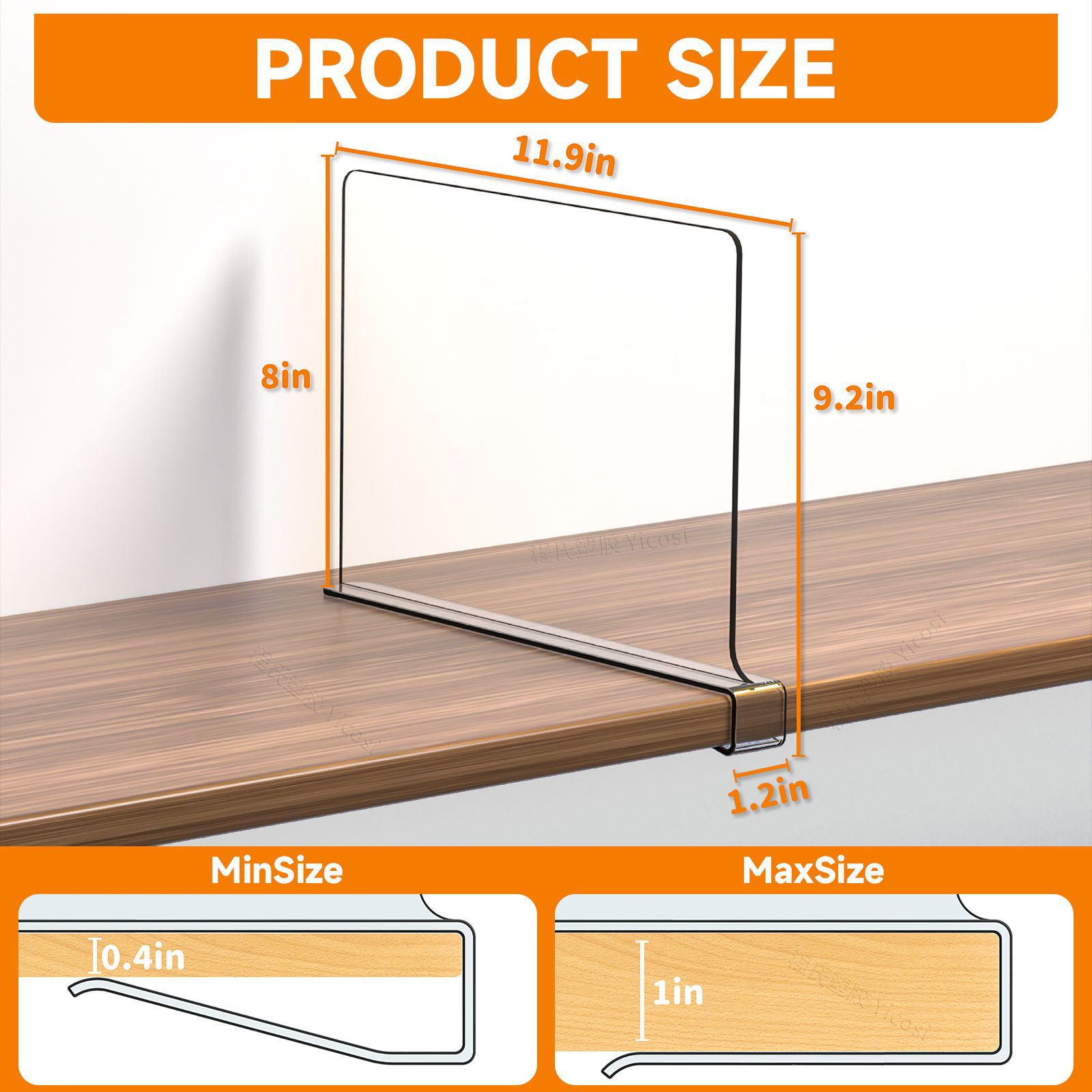 Organizador de gabinete con separador de acrílico y partición de plástico para ropa y bolsos, organizador de escritorio simple. image 8