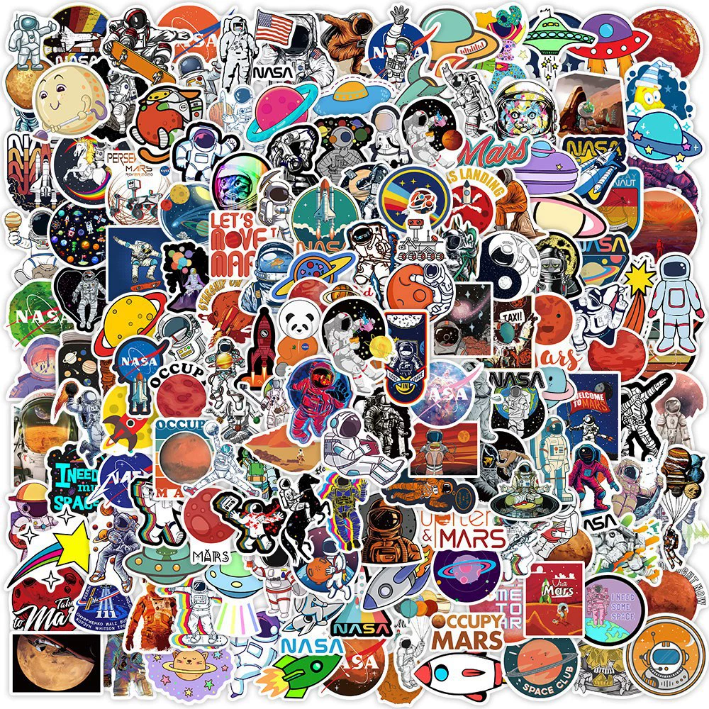 200 штук NASA космический астронавт граффити наклейки водонепроницаемый ПВХ багажная тележка чехол ноутбук мультфильм наклейки