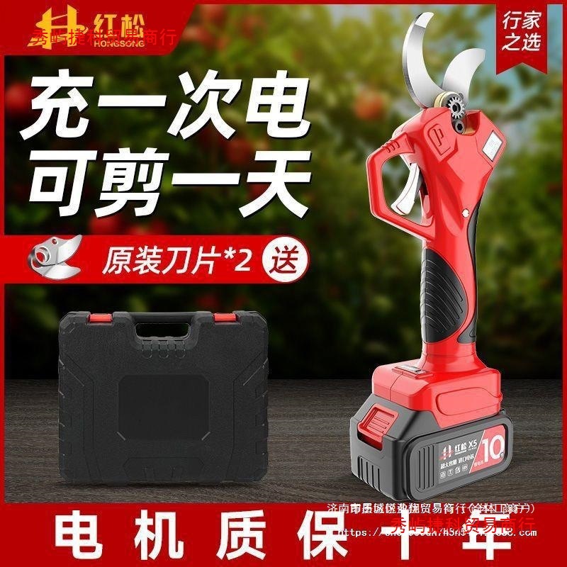 德国红松电动修枝剪园林果树剪刀手持充电式锂电修剪树枝