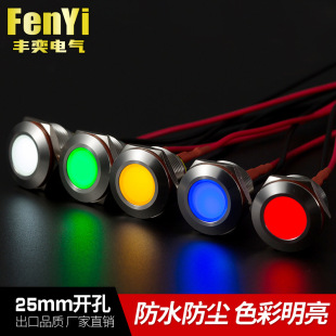 Fengyi 25Mmmled Waterproof Metal Work Indicator Light Small Power Supply Light Emitting Diode Panel Signal Light