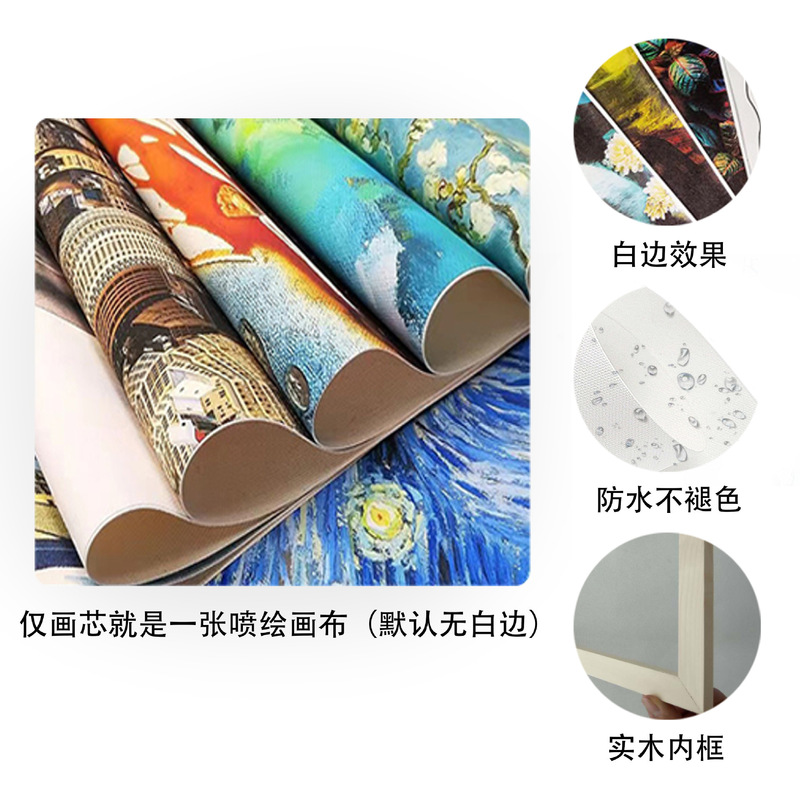 Amazon カスタマイズされた卸売無垢材装飾絵画高精細スプレー印刷クロスボーダー絵画コア手描き吊り絵画ホテルのソファの背景|undefined
