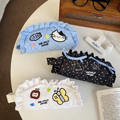 韓国レース鉛筆バッグ刺繍餃子漫画スタイル児童学生大容量文具バッグ収納袋筆箱