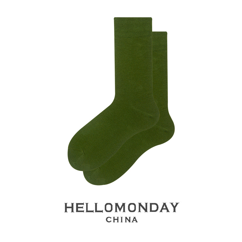 34012 Zhuji calcetines de dopamina de color sólido medias de hombre mediados de la pantorrilla ins moda estilo preppy mujeres retro japonesas