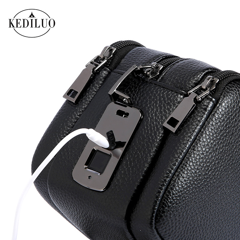 Large Capacity Men's Clutch Bag Multi Layer Korean Style Business Casual Mobile Phone Bag with Fingerprint Lock_voghion.com