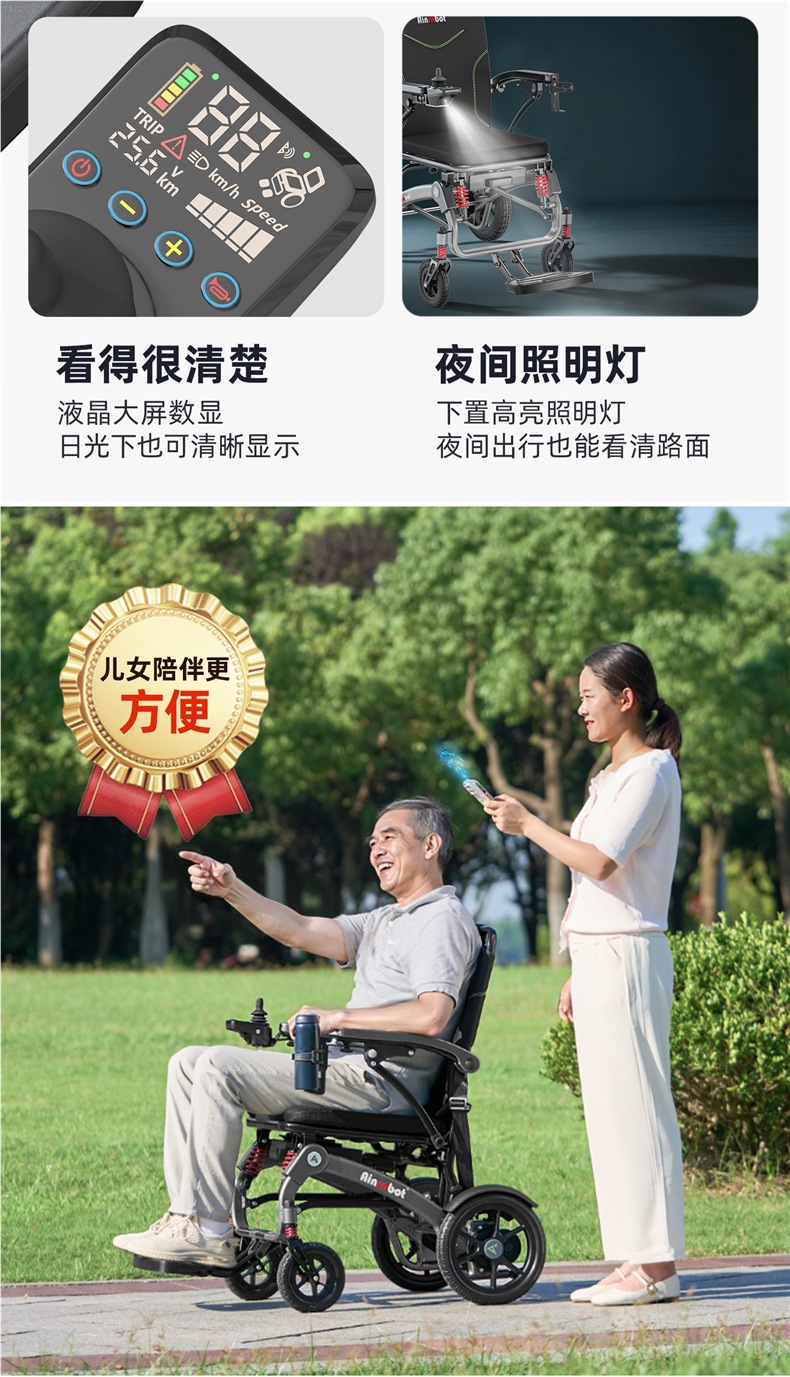 Ainsnbot Electric Wheelchair Smart Lightweight Foldableing Small Automatic Transportation for the Elderly Government Subsidy