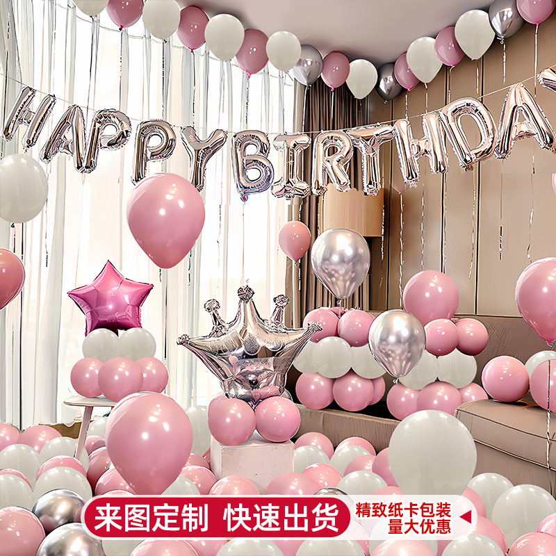 Birthday Balloon Party Decorations Scene Layout Background Wall Decoration Supplies High-End Package Export Set