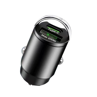 pd30w car charger car charger, Mobil şarj cihazları - flat-head-alloy-invisible-pull-ring-usb100w-type-c-black