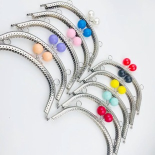 In stock luggage accessories 16.5CM Silver Arc embossed lace 20MM candy beads mouth gold 18 colors optional