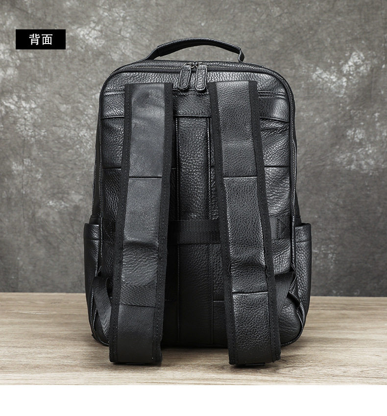 Ba lô nam da bò thật Marunte đựng máy tính 15 inch, 31×17×41 cm — Cà phê đen, nâu, đen chi tiết 24