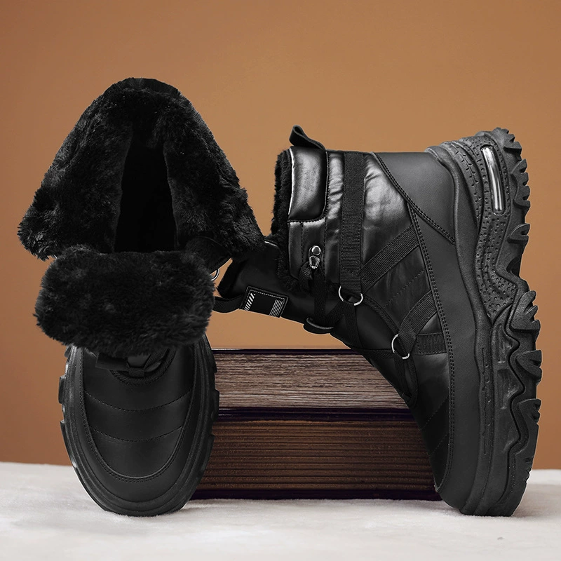 Зимние ботинки (Martens), чёрная кожа, тёплые ботинки‑на‑лодыжку, размеры 39–44