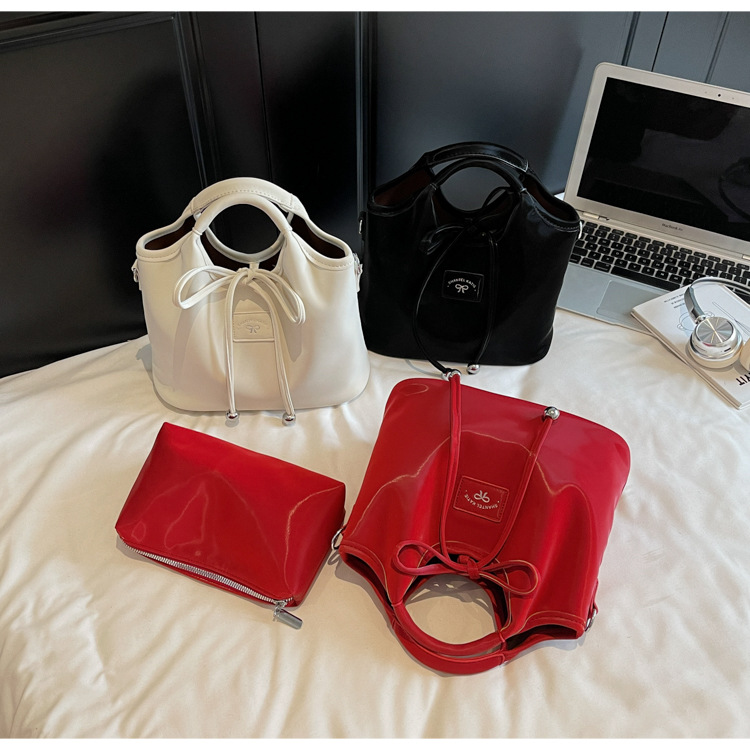 2025 New Women's Handbag Summer Silk Material Tote Bag Crossbody Shoulder High-End Women's Bag Mother Bucket Women