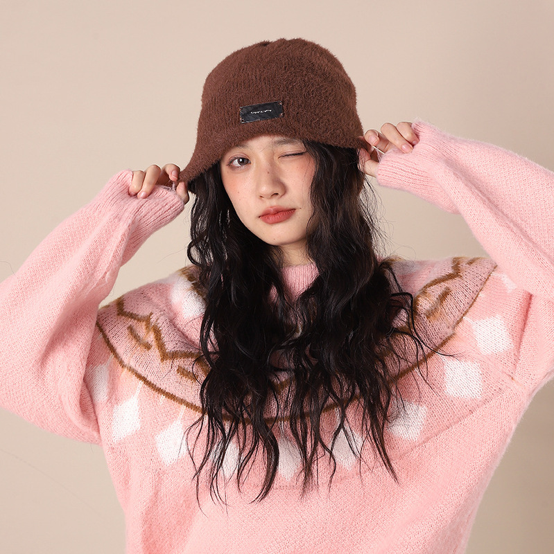 大头围针织帽子女冬季宽松纯色堆堆帽潮时尚显脸小保暖护耳毛线帽|undefined