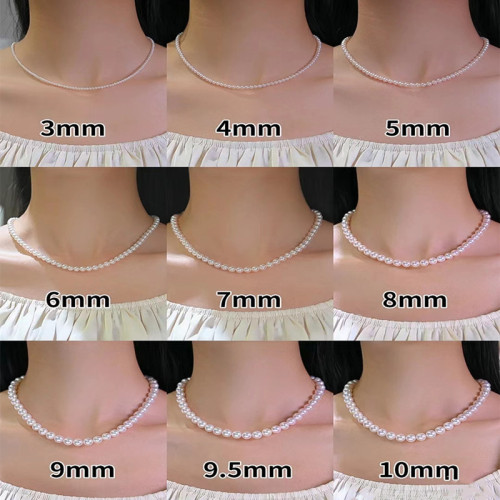 Korean Shijia retro baby pearl necklace simple niche temperament s925 sterling silver ingot buckle pearl sweater chain