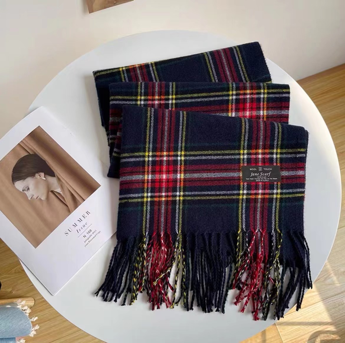 Écharpe d'hiver à carreaux rouges de Noël, édition coréenne polyvalente pour hommes et femmes, châle chaud pour couple d'étudiants_voghion.com