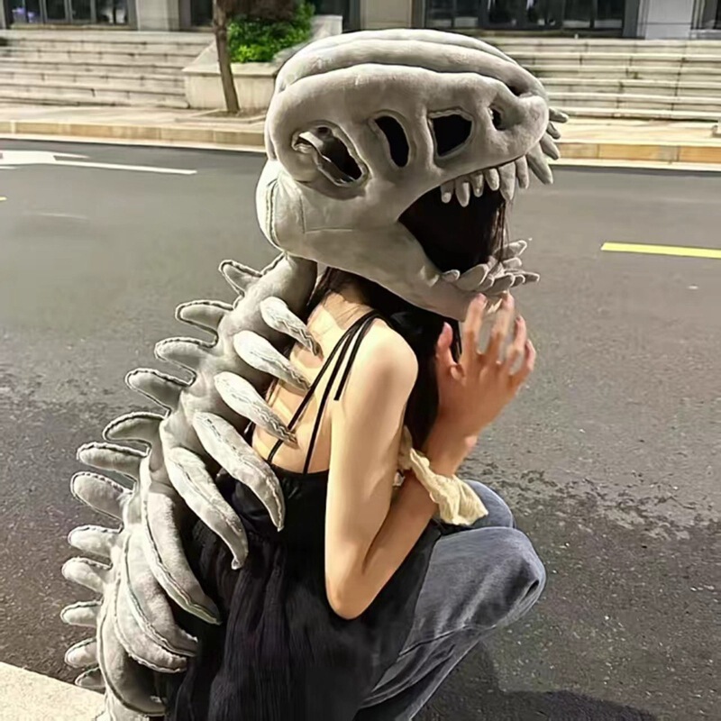鹿晗同款中华恐龙骨架头套批发外骨骼衣服毛绒玩具侏罗纪搞怪恐龙|undefined