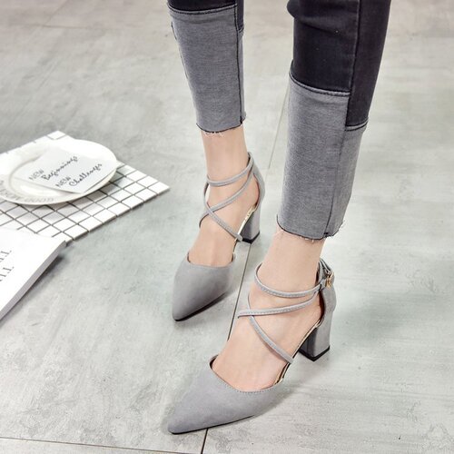 Summer sandals for women  sexy pointed toe bag toe high heels one-word buckle slimming hollow cross strap women's shoes