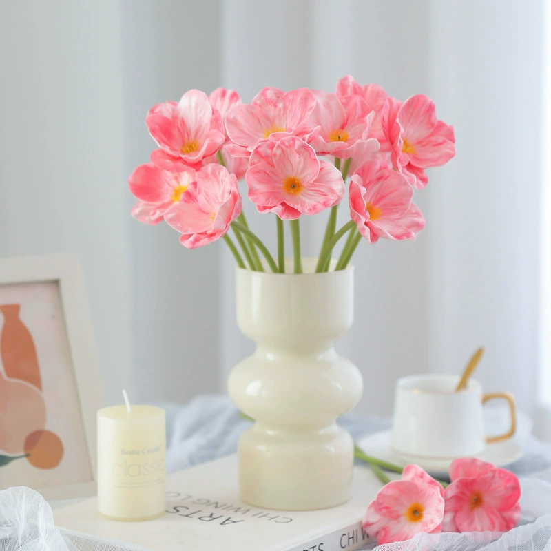 Simulated flower small single branch pu mini poppy flowers Wedding auditorium photography props home decoration ornaments artificial flowers