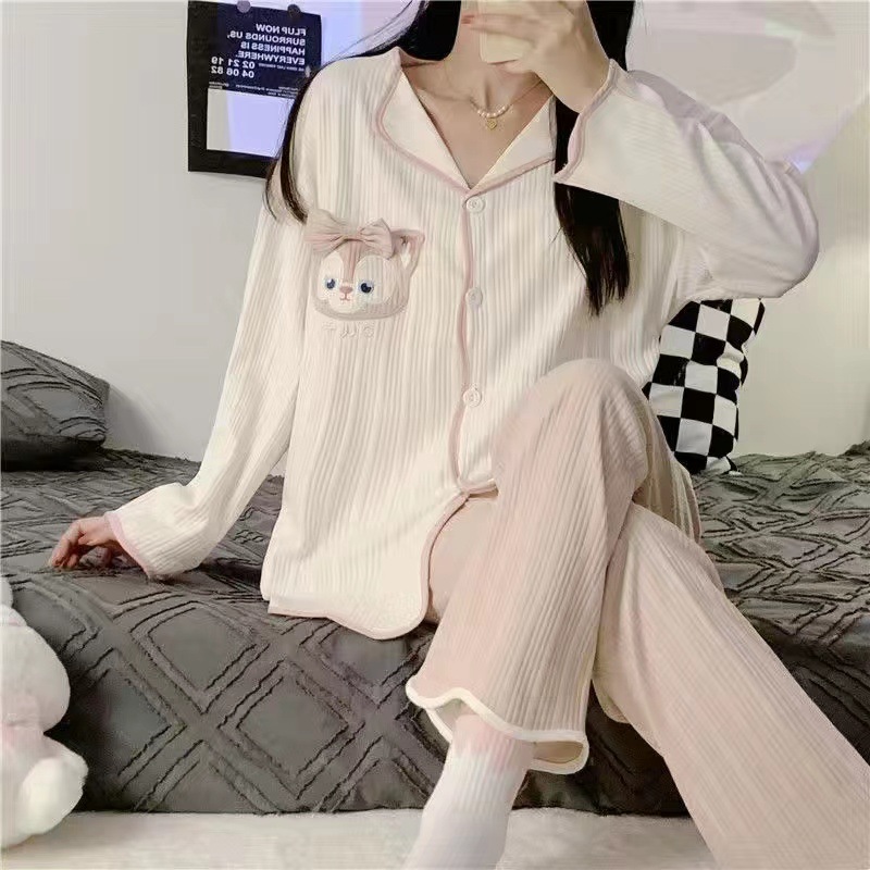 Pijamas para Mujer Primavera y Otoño 2024 Nuevo Conjunto de Cárdigan de Manga Larga y Pantalones de Dibujos Animados para Estudiantes, Ropa de Dormir Dulce para Damas, Conjunto de Otoño image 20