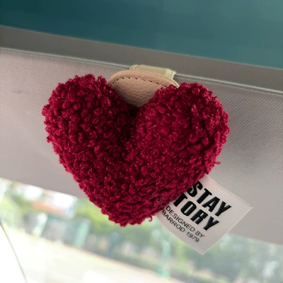 Clip Sunglasses Storage Sun Visor – Car Glasses Clip/Bill Clip - red-heart-beige-glasses-clip