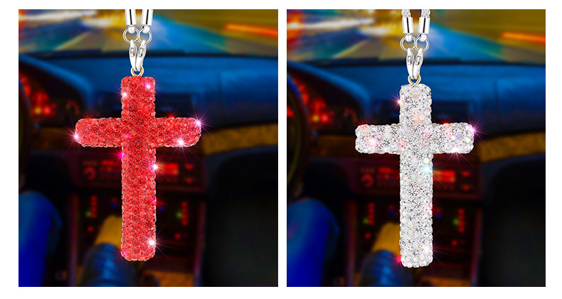 Diamond Cross Stainless Steel Accessories Car Pendant Car Hanging High-end Car Hanging Pendant Diy Jewelry Bracelet
