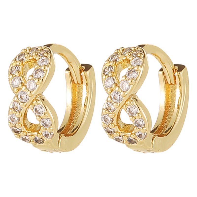 Nuevo estilo europeo y americano de las mujeres de cobre micro-incrustados joyería personalidad creativa pendientes lindos pequeños adornos transfronterizos fuente al por mayor