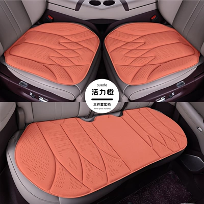 suede three-piece seat cushion set, Four Seasons Pad - vibrant-orange-suede-hot-pressed-perforated-rams-1-small-mat-1-for-the-front-row