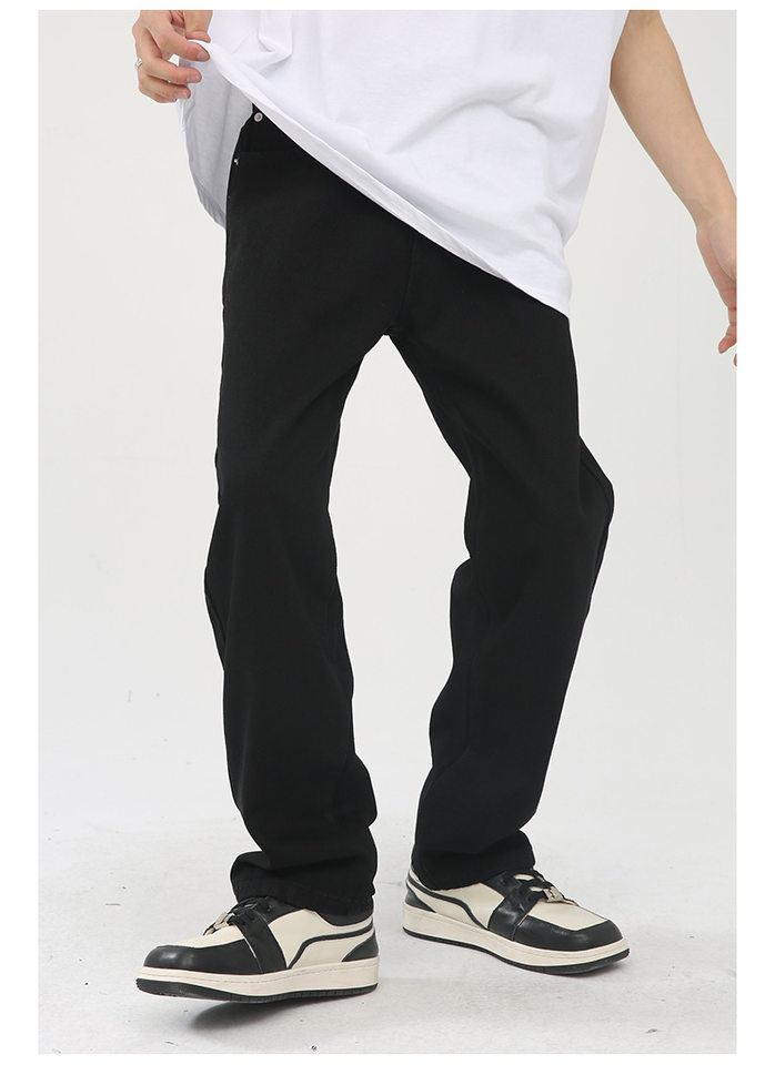 Quần jean nam ống thẳng lửng 9 tấc cạp vừa phong cách Hàn Quốc — Màu xám, Màu đen, Xanh denim, Xanh lam đậm chi tiết 6