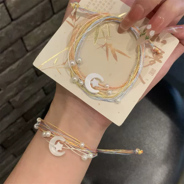 Xiaohongshu Chinese Style Dragon Boat Festival Colorful Bracelet Sweet Moon and Star Bracelet Adjustable Gift Qixi Festival Bracelet