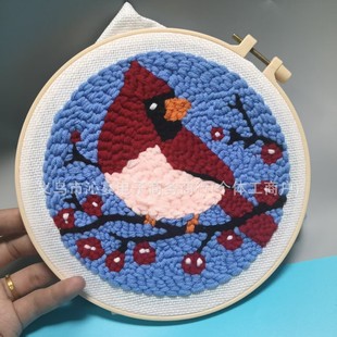 Beginner Russian Punch Needle Embroidery DIY Kit Handmade Yarn Punch Needle Red Bird Koala Set Embroidery