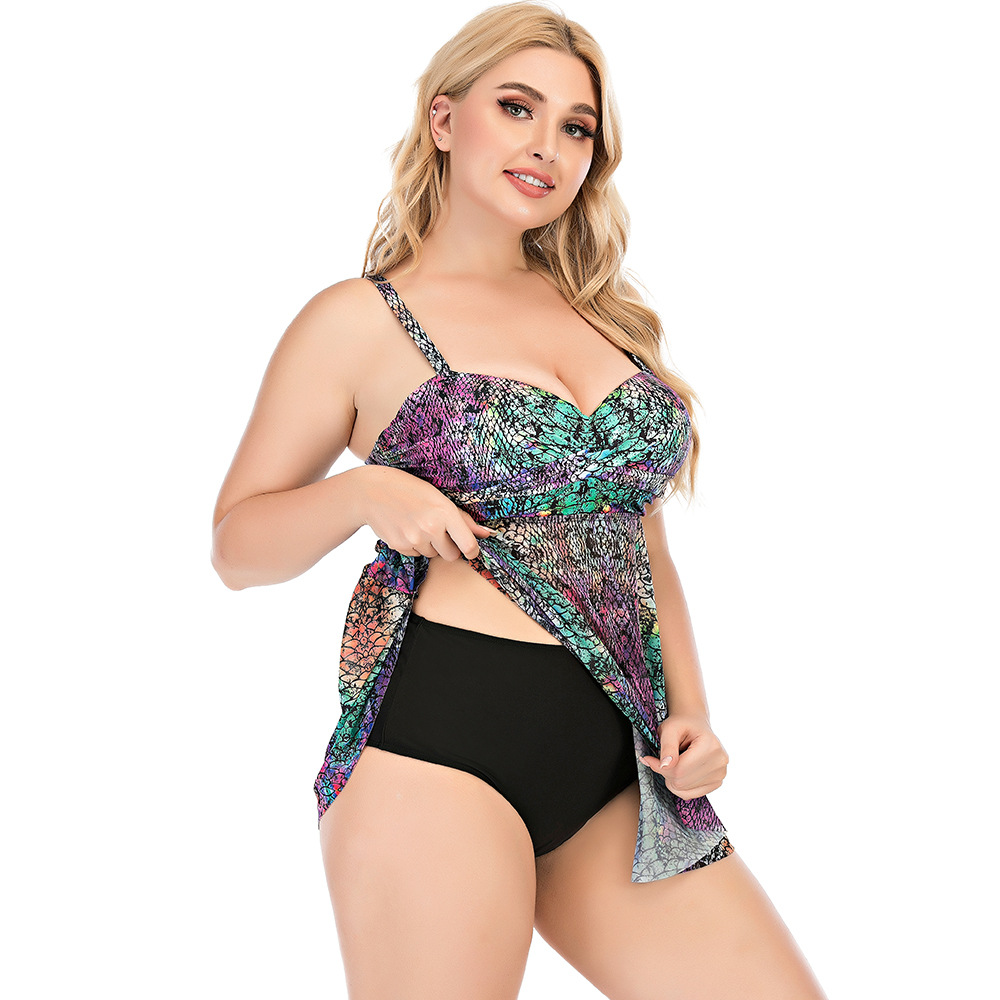 plus size printed with boxer split swimwear NSYDS122091