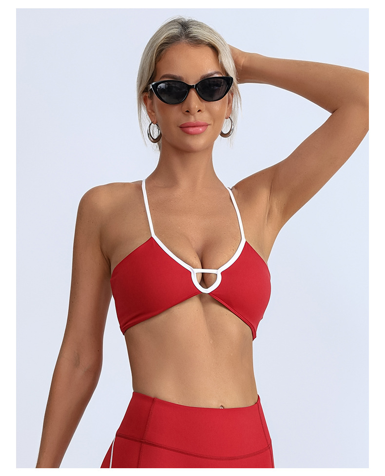 Nueva ropa de fitness transfronteriza para mujeres correa de hombro ajustable con almohadilla de pecho europea y americana sexy conjunto de yoga de espalda abierta